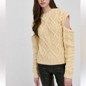 For Love & Lemons Long Sleeve Cold Shoulder Sweater Top